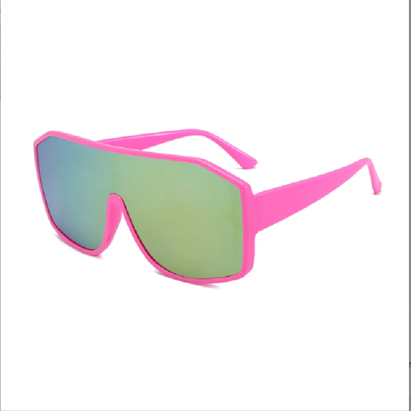 Pink large frame dazzling sunglasses Women men casual glasses sunshade mirror