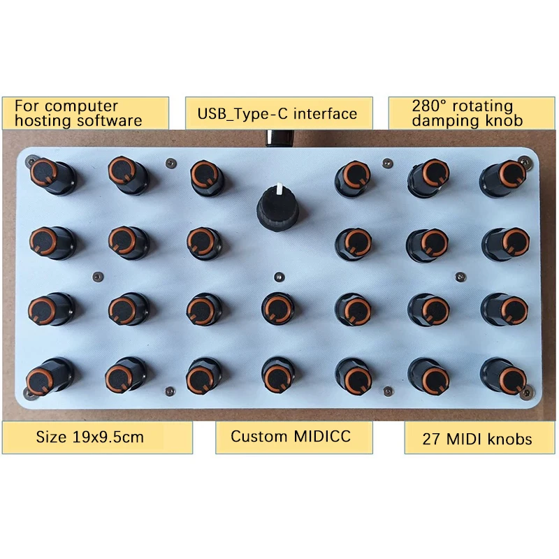Custom CC Information USB-C Interface Music Host Software Controller 27 MIDI Knob