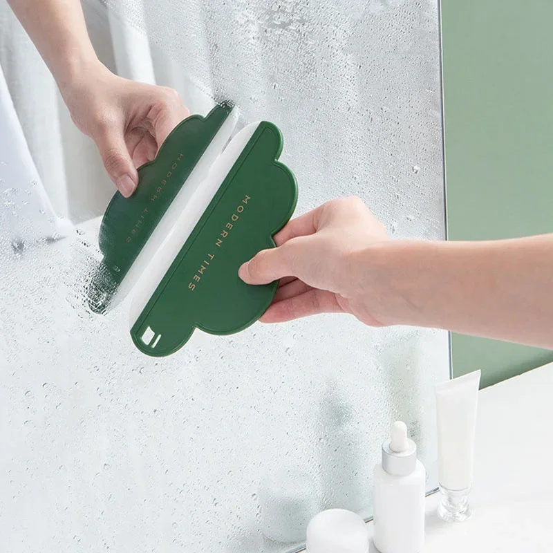 Silicone Squeegee Glass Wiper Shower Scraper Mirror Defogger Bathroom Countertop Cleaner Compact Tool With Hook
