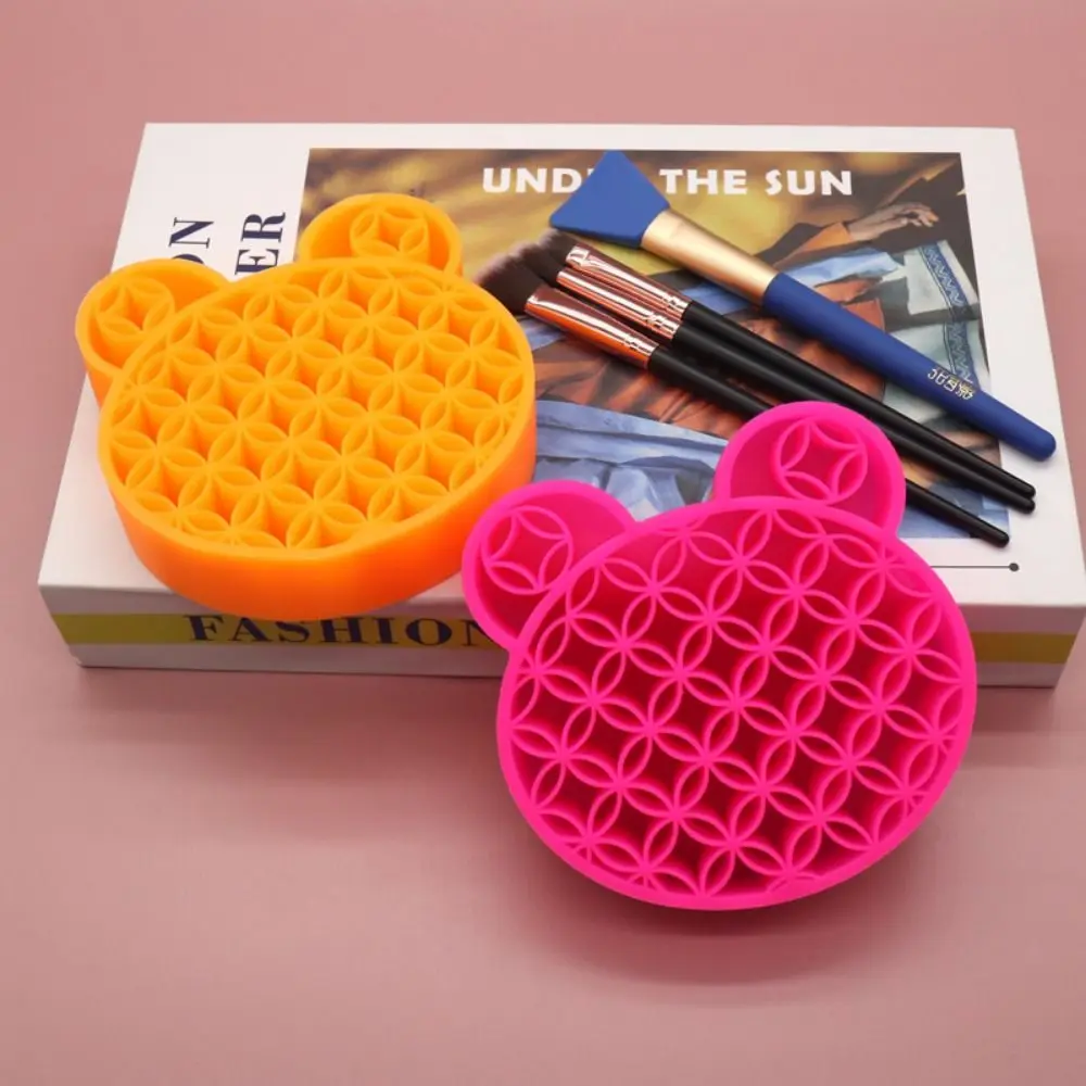 

Creative Brush Storage Holder Silicone Household Makeup Brush Drying Rack with Ears Colorful Pen Storage Case