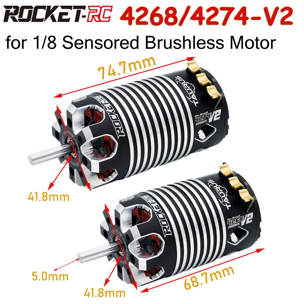 ROCKET-RC 4274 4268 V2 Sensored Brushless Motor 5.0mm for 1/8 Traxxas Wltoys RC Electric Monster On-Road Truck Cars Accessories