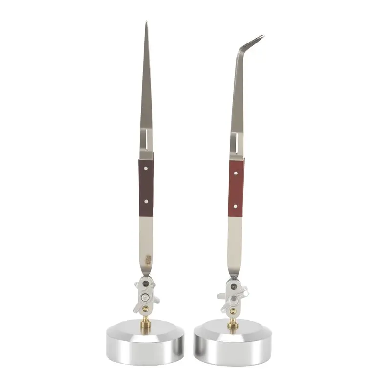 AB08-2 Piece Soldering Tweezers Set + Base 360° Rotation Fit For Jewelry Making, Welding, Repairing