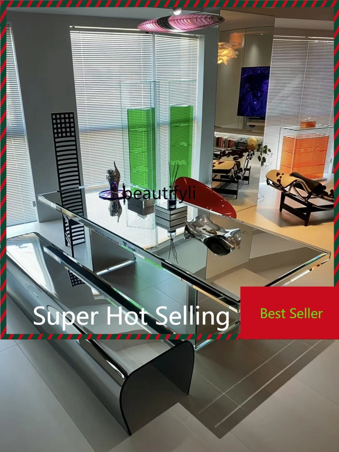 G1218 Italy, glass dining table, tempered desk, rectangular ultra-white glass, modern Italian minimalist designer