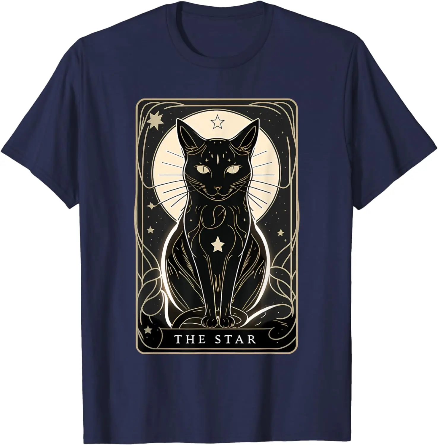 Star Cat Tarot Card Graphic for Tarot Cat Lovers T-Shirt Fresh Breathable Fabric Advanced Suitable for Travel and Play