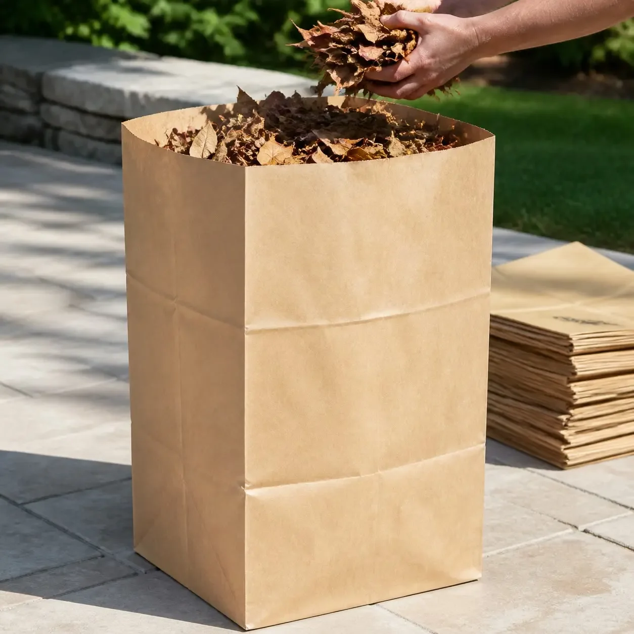 30 Gallon Yard Waste Bags 10 Count, Self Standing Kraft Paper Garden Leaf Sacks 89 x 40 x 30 cm Lawn and Garden Debris Cleanup