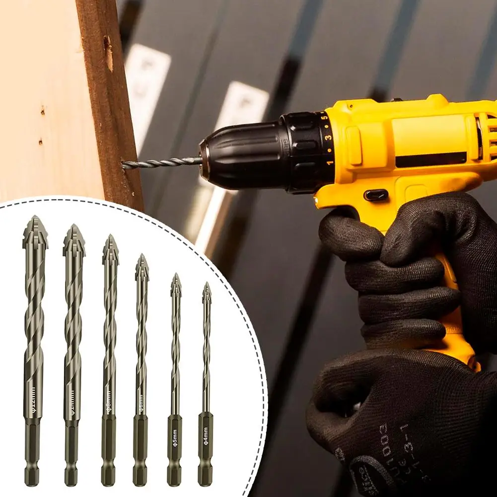 Four-Edged Serrated Eccentric Drill Bit Set High Hardness Hexagonal Simple Installation Multifunction Skewed Head Drill Bit Set