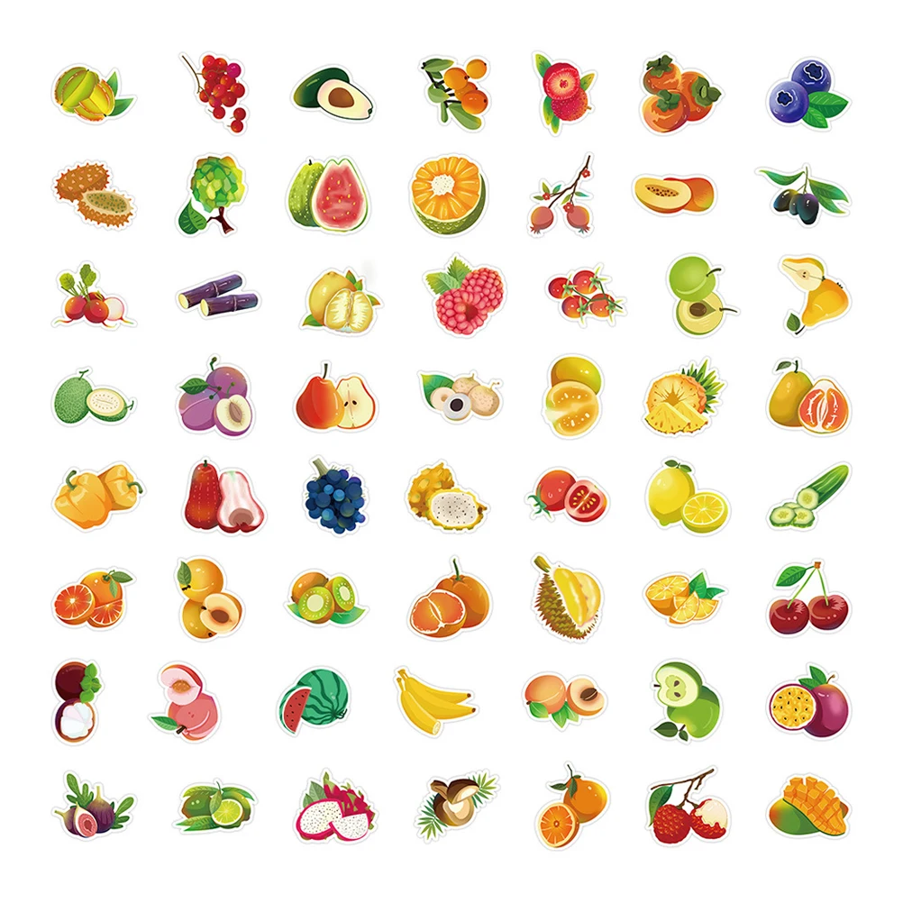 

60pcs Fruit Stickers Cartoon Decals Waterproof Decorative DIY Phone Journaling Supplies Portable Travel Accessories