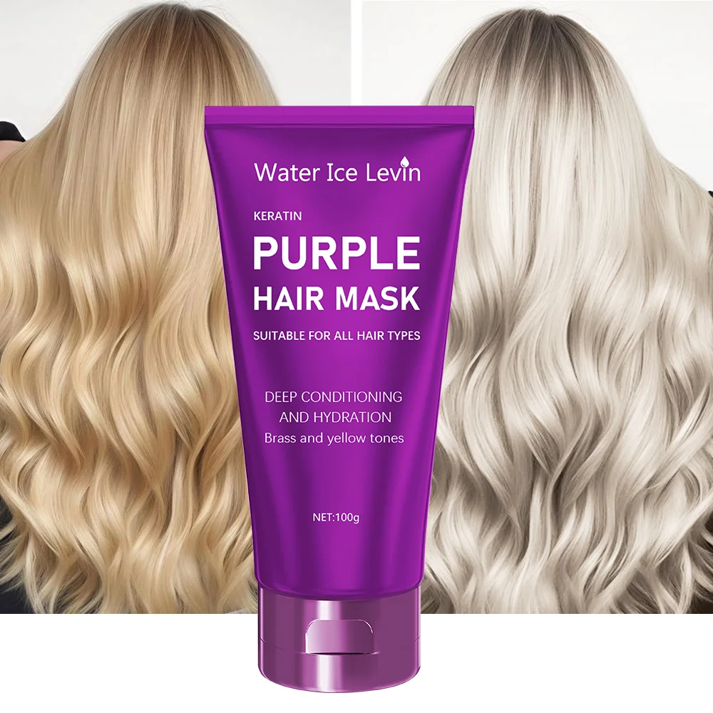 Water Ice Levin Purple Repair Hair Mask Keratin Deep Nourishing Dry Frizzy Damaged Treatment Collagen 5 Second Soft Shiny Care