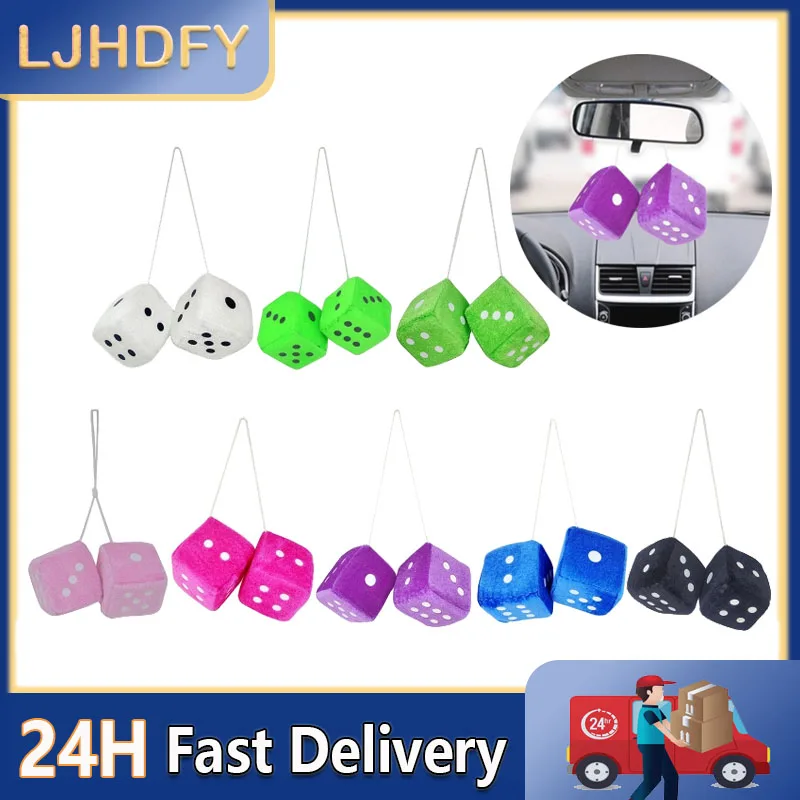 Multicolor Plush Dices Car Hanging Pendant Dice Automobiles Rear View Mirror Charms Hanging Suspension Ornaments Car Decoration