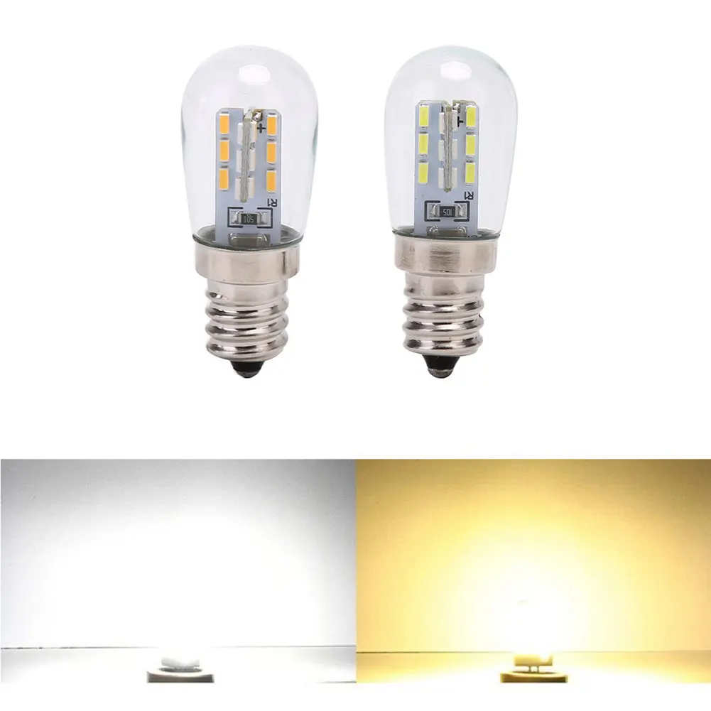 Bombilla LED E12 220V E12, lámpara de sombra de vidrio de alto brillo, iluminación blanca pura y cálida para máquina de coser, refrigerador