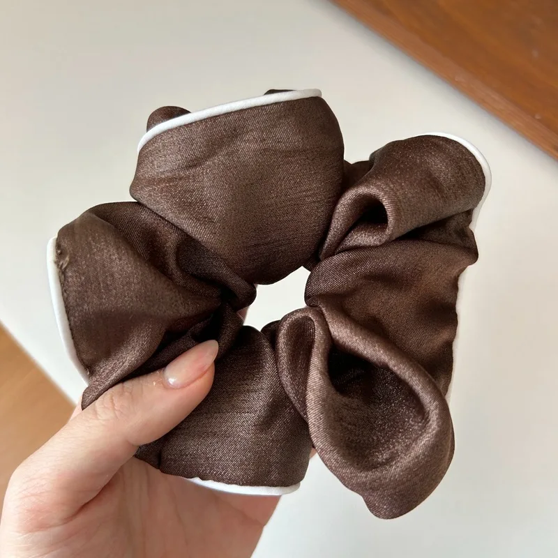 Korea Elegante Große Scrunchie Für Frauen weiß Satin haargummi Mädchen elastische Haar gummibänder schwarz haar seil zubehör