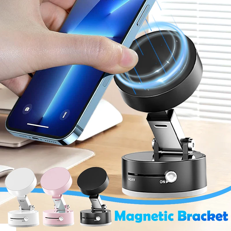 

Vacuum Magnetic Phone Holder Foldable Lazy Phone Bracket Adjustable Universal Swivel Stand Double Sided Suction Cup Bracket