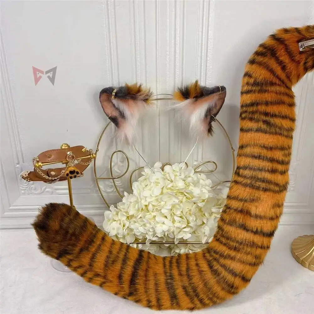 

New Cosplay Prop BrownTiger Ears Hairhoop Tail Hand Made Work Animal Crossing Costume Accessories Custom Made