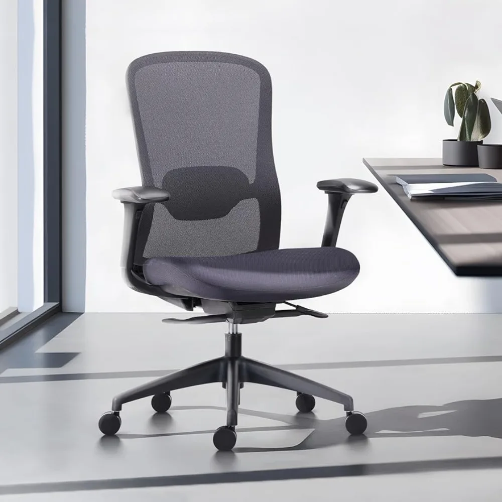 Mesh Office Chair, Mid Back Computer Executive Desk Chair with 4D Armrests, Slide Seat, Tilt Lock