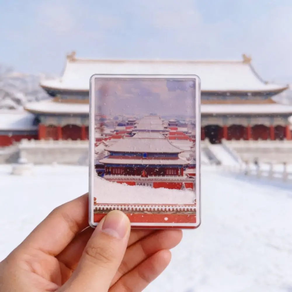 Beijing Architecture Magnetic Fridge Ornament Acrylic Snow Quicksand Creative Gift For Travel Enthusiasts