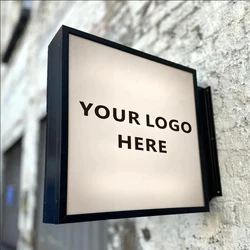 Business Light Box Outdoor LED Shop Signboard Rectangle Street Light Sign Metal Acrylic Light Box Wall Hanging Sign Decor Signs