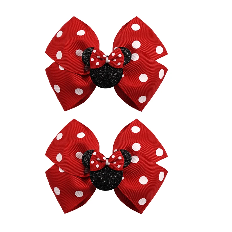 2 قطعة ديزني أنيمي ميني ماوس دبوس الشعر Kawaii ميني القوس الأطفال أغطية الرأس الكرتون فتاة امرأة بوبي دبوس الاطفال الهدايا #4