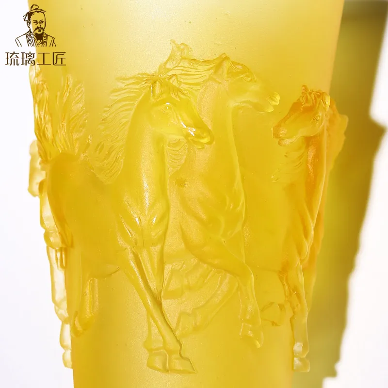 Sternzeichen-Maskottchen, antikes glasiertes Pferdevase-Ornament