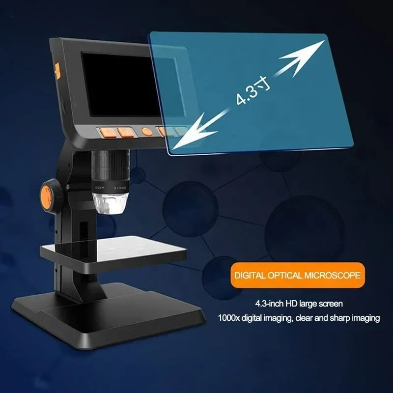 Microscopio de vídeo P110 1000x, cámara VGA HD, cámara ocular Digital Industrial para microscopio, pantalla Lcd de 4,3 pulgadas