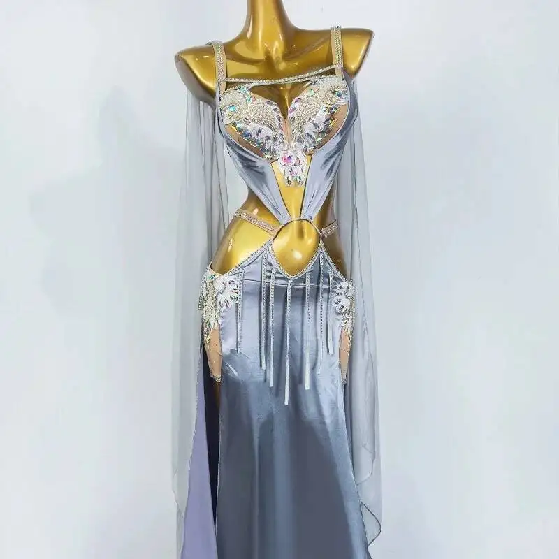 

Belly Dance Performance Clothing Customized Exquisite Pearl High-end Satin Dress Oriental Dance Professional Competition