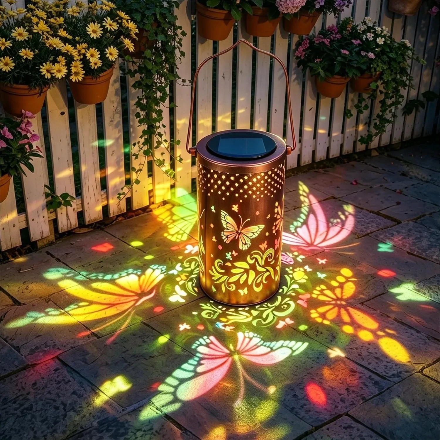 

Solar Lanterns Outdoor Waterproof, LED Butterfly Garden Decor Gifts for Women Mom Grandma, Metal Hanging Lights for Patio Yard