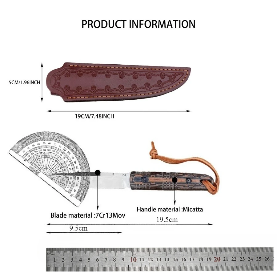 Outdoor High-hardness Straight Knife 7Cr13Mov Blade Mikata Handle Portable Tool Knife with Hunting Function Field Survival Knife