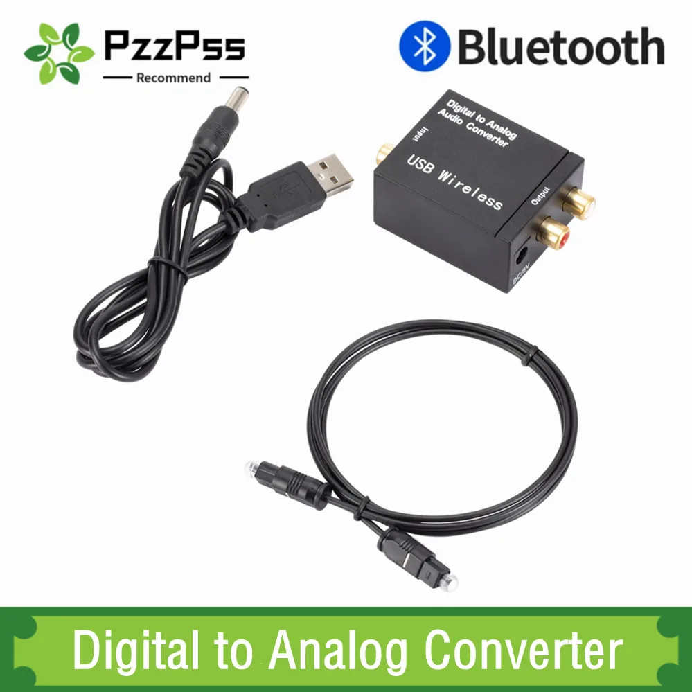 Convertidor de Audio Digital a analógico, compatible con Bluetooth, fibra óptica, Toslink, señal Coaxial a RCA R/L, decodificador de Audio SPDIF DAC