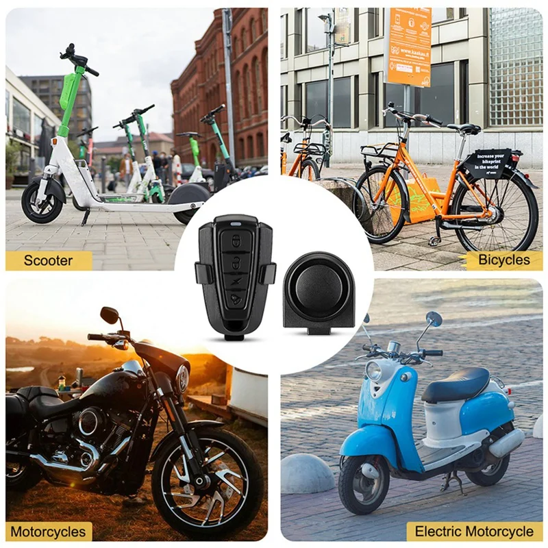 Carregamento USB Controle Remoto Motocicleta, Segurança Bicicleta Elétrica, alarme anti-roubo, Dustproof