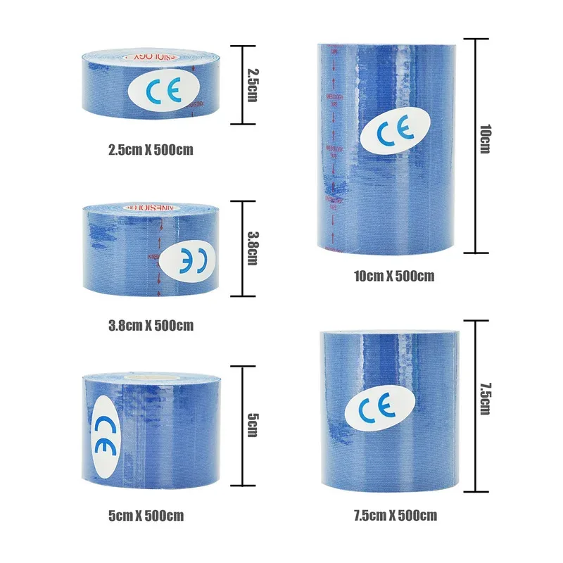 

1/2/3/6 шт. Темно-синяя эластичная хлопковая спортивная лента для фиксации мышц, клейкая лента для снятия боли при растяжениях и травмах колена и мышц