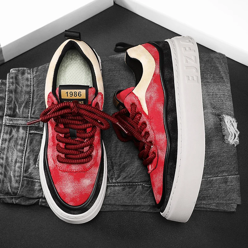 High Quality Men\'s Board Shoes Spring Youth Casual Canvas Sneakers Anti-Slip Stylish Jogging High Top Shoes Boys All Sports
