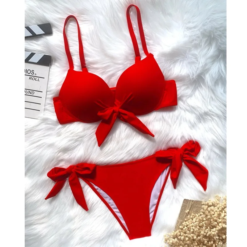 

Bikini Swimwear Womens High Waisted Two Piece Swimsuit Tie Knot Suit