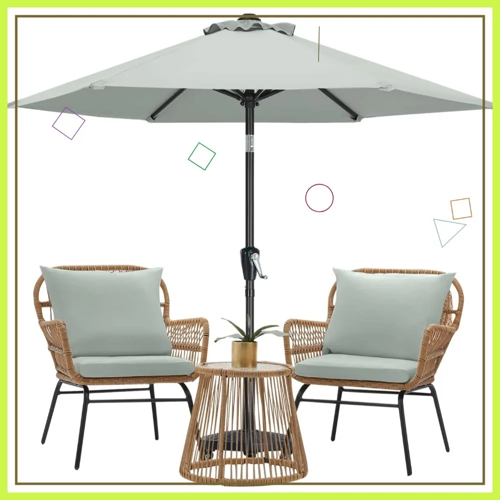 مظلة فناء باللون الرمادي الفاتح بطول 7.5 أقدام للطاولات الخارجية مع كرنك وإمالة