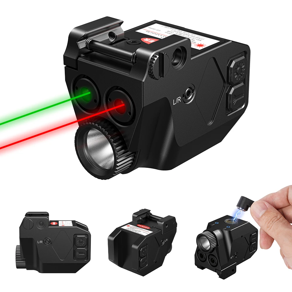 رؤية ليزر احترافية باللون الأخضر/الأحمر للمسدس، والشحن المغناطيسي، وسكة Picatinny، ومعايرة مزدوجة دقيقة للغاية