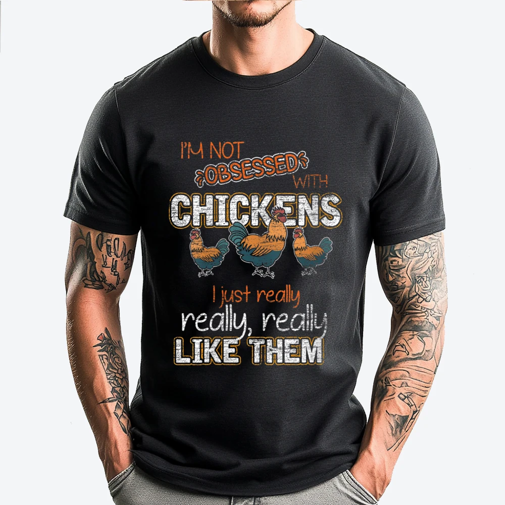 

Chicken Shirtswomens Farmer Farm Animal I Just Really Like Chicken Fall Clothes Aesthetic Short Sleeve T-Shirt Men Vegan
