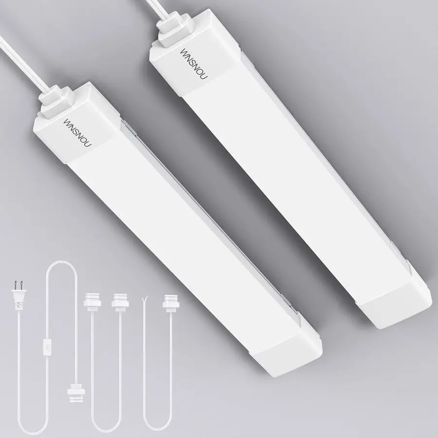 

Светильник-трубка с вилкой, 1.4 фута, 2 шт., 1800 лм, 5000K, универсальный светильник для мастерской, соединяемый светильник для шкафа, для гаража, кухни, ванной комнаты, т.д.