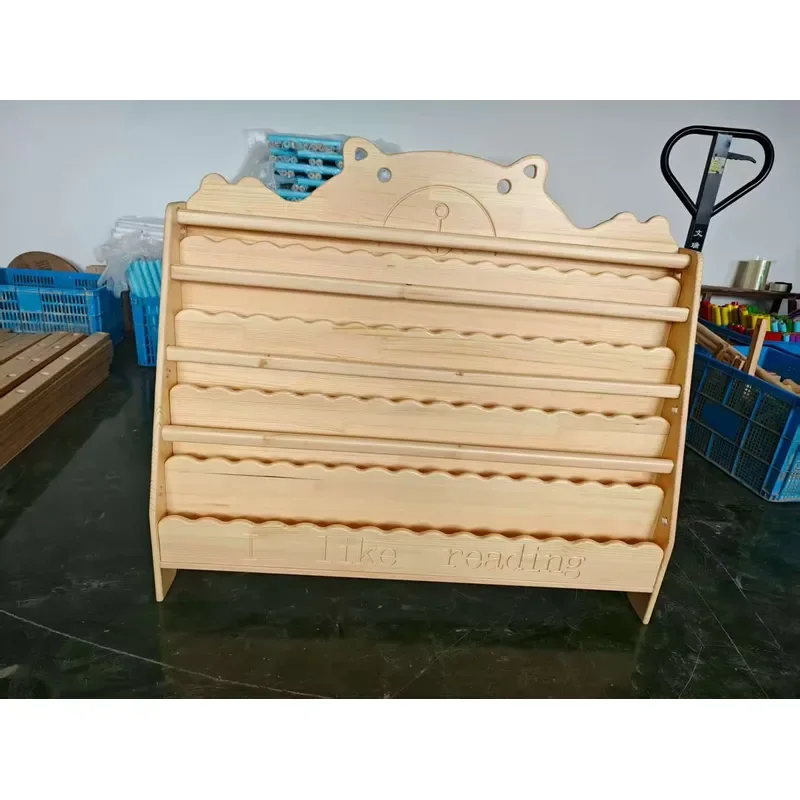 Solid Wood Bookshelf for Kids House Shaped Bookcase Toy Storage Rack Children Furniture Cabinet Home Decor