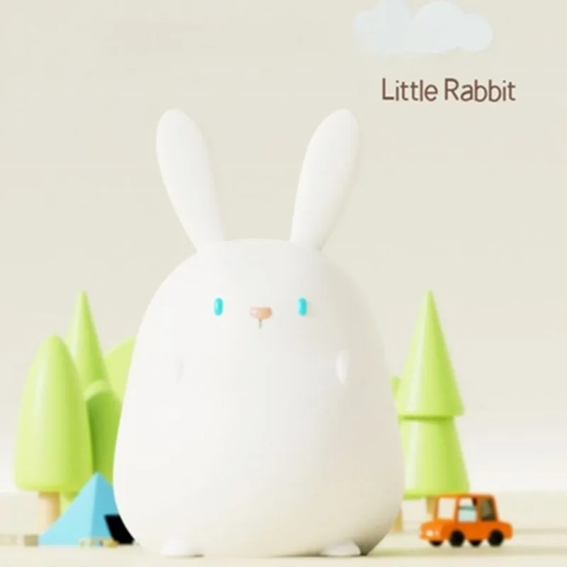 

Little Bunny Night Light Cute Pat Silicone Animal Rabbit Rechargeable Zodiac Timer Desk Lamp Perfect for Kids Nursery Gift Ideal