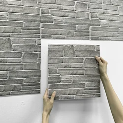 3D Wall Sticker Self-adhesive Faux Stone Wall Panel Peel and Stick Tile Backsplash for Bathroom Kitchen Waterproof Tile Sticker