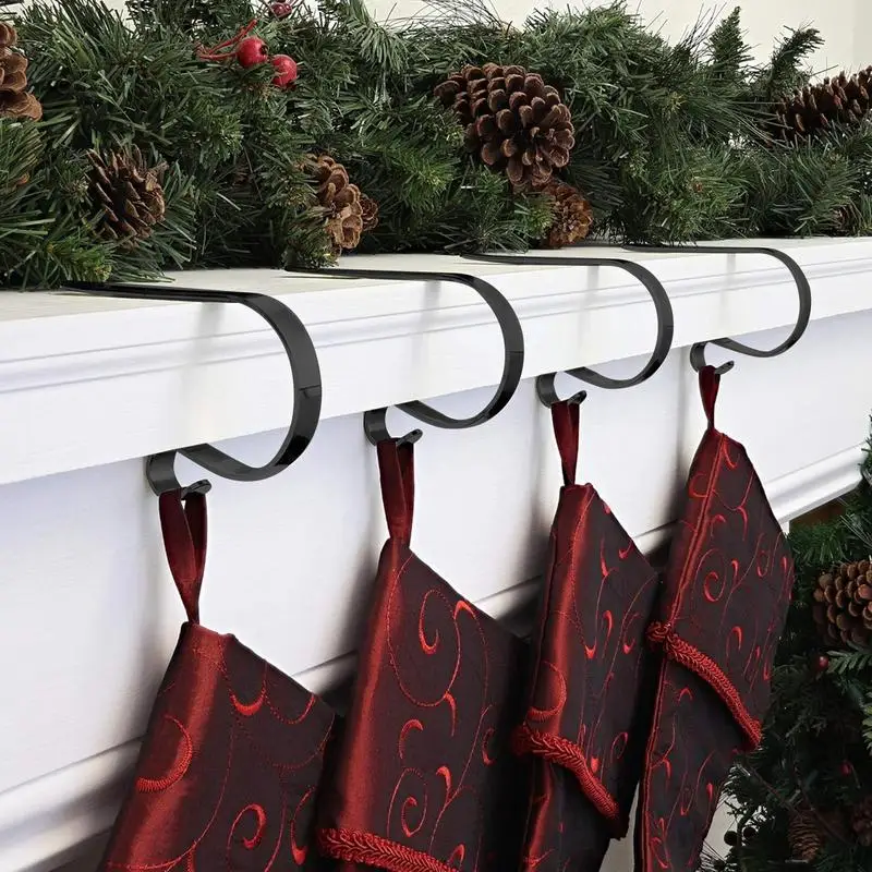 Stocking Hangers For Mantel 5X Multi-Purpose Hooks Protective Non-Slip Pads Christmas Stocking Holders For Party Decoration