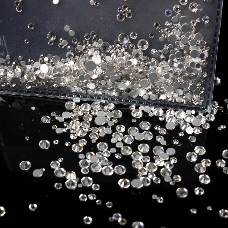 SS3-SS30 White Rhinestones For Nails 3d Flatback Glass Strass Non Hotfix Crystal Charm Nail Art Glitter Decorations