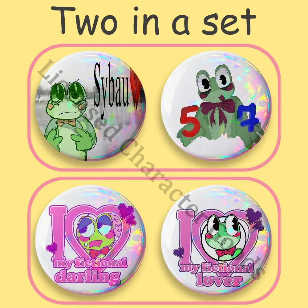 R-RibbitTadc Printed Pins 2 piece set Couple Badges Decorations Souvenir Collectibles 25 32 44 58 75 mm