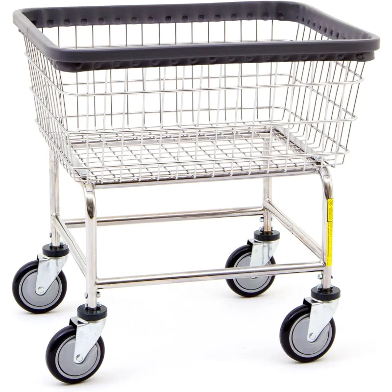 

R&B Wire® 100E Heavy Duty Wire Laundry Cart, 2.5 Bushel, Steel Frame with Chrome Finish, Commercial Laundry Basket