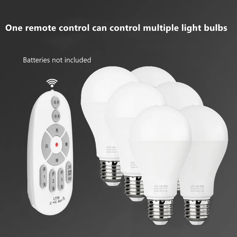 2.4G RF Smart LED Bulb E27 AC86-265V Remote Control Warm White Cold White Dimmable Light Timing LED Lamp Bulb 6W 9W 12W