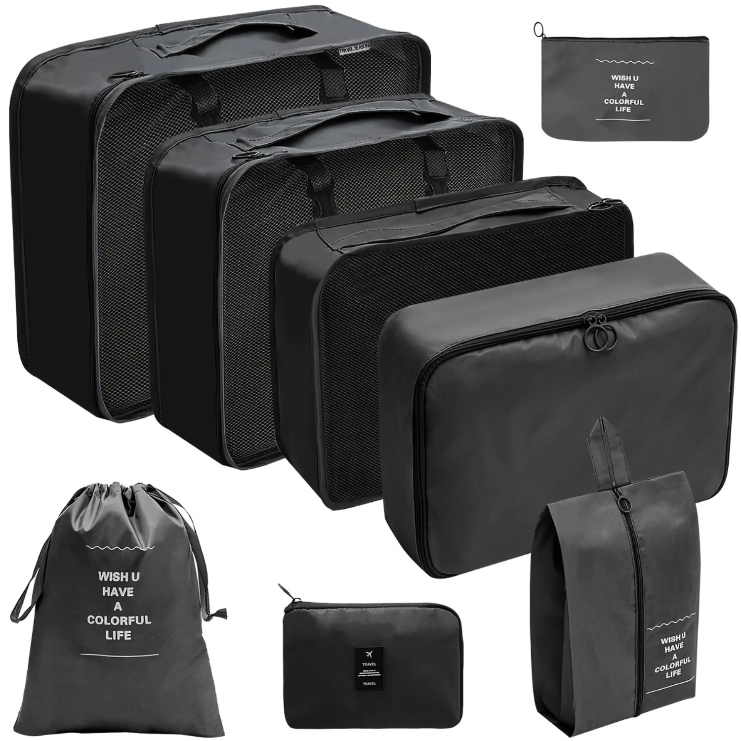 

8-piece Travel Organizer Set, Durable Packing Cubes, Luggage Sorting Bags, Dual Texture, Thickened For Trip , Electronics & Clo