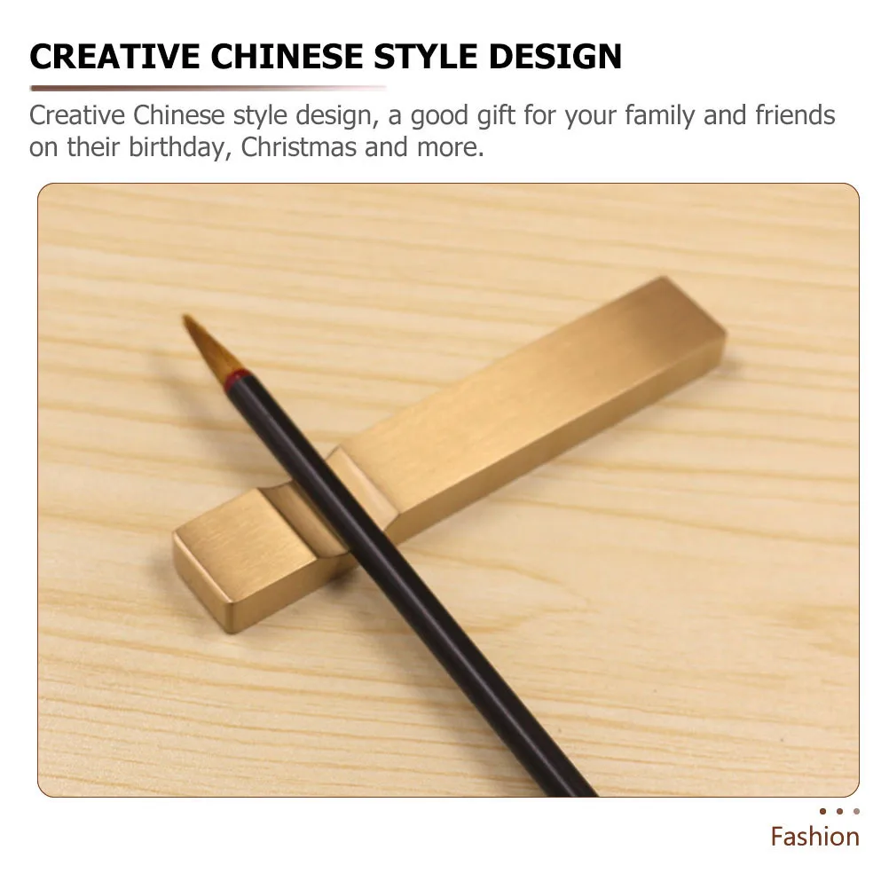 

1pc Brass Holder Brush Pen Rack For Calligraphy Brush Rest Writing Instrument Stand Practical Pen Storage Organizer