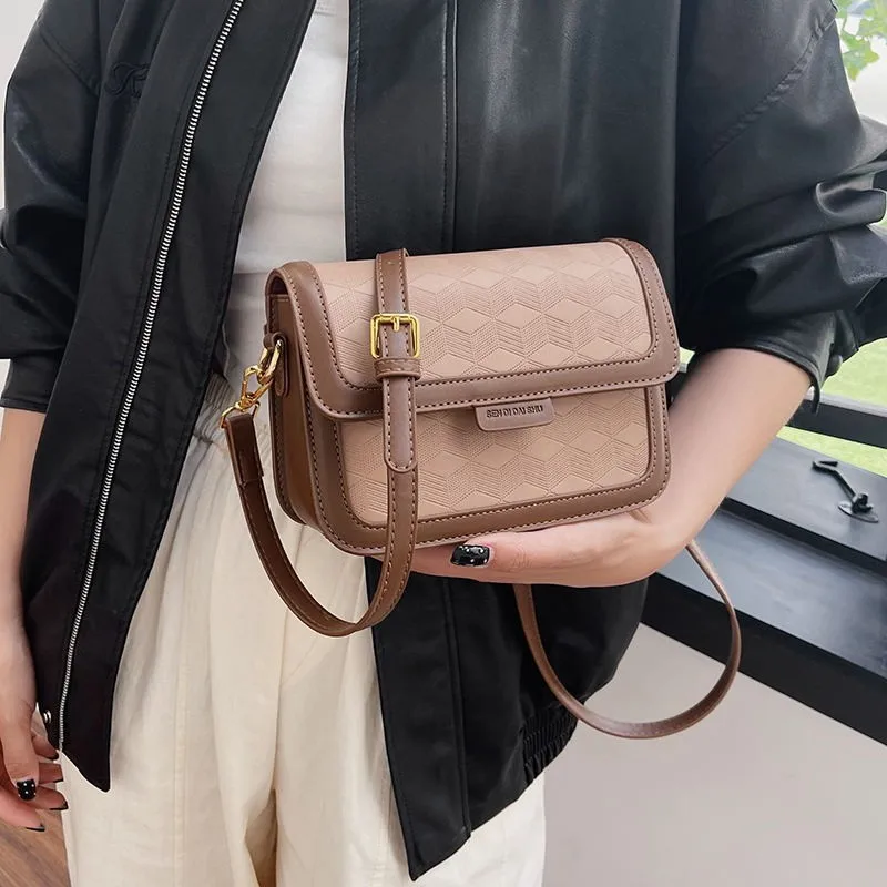 

2024 New Senior Fashion Crossbody Small Square Bag Simple Casual Trend Single Shoulder Crossbody Bag PU Leather Women's Bag