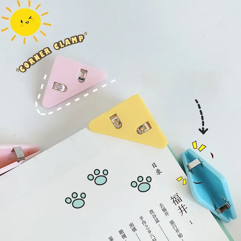 3pcs Binder Clip Triangle Corner Files Magazine Book Fixed Multifunction Clips Snack Bag Clips School Office Stationery