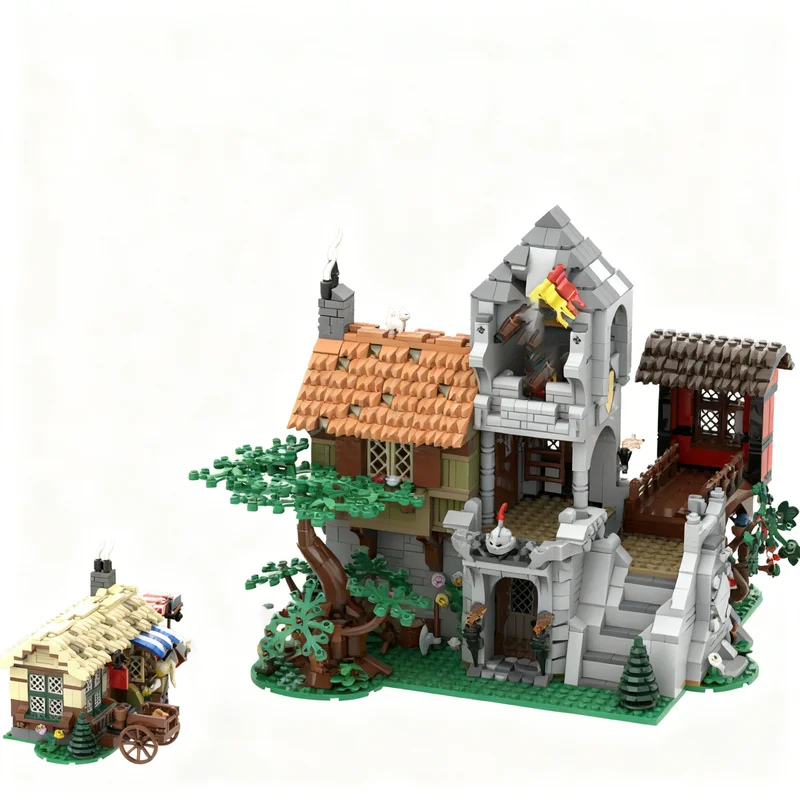 ตัวต่อ MOC 2371 ชิ้น ชุดสร้างปราสาทแบบอื่นของ The Manor Baron รุ่น Lion Knights ของเล่นตัวต่อแบบประกอบเอง ของขวัญคริสต์มาส ของเล่นสถาปัตยกรรม ไอเดีย DIY