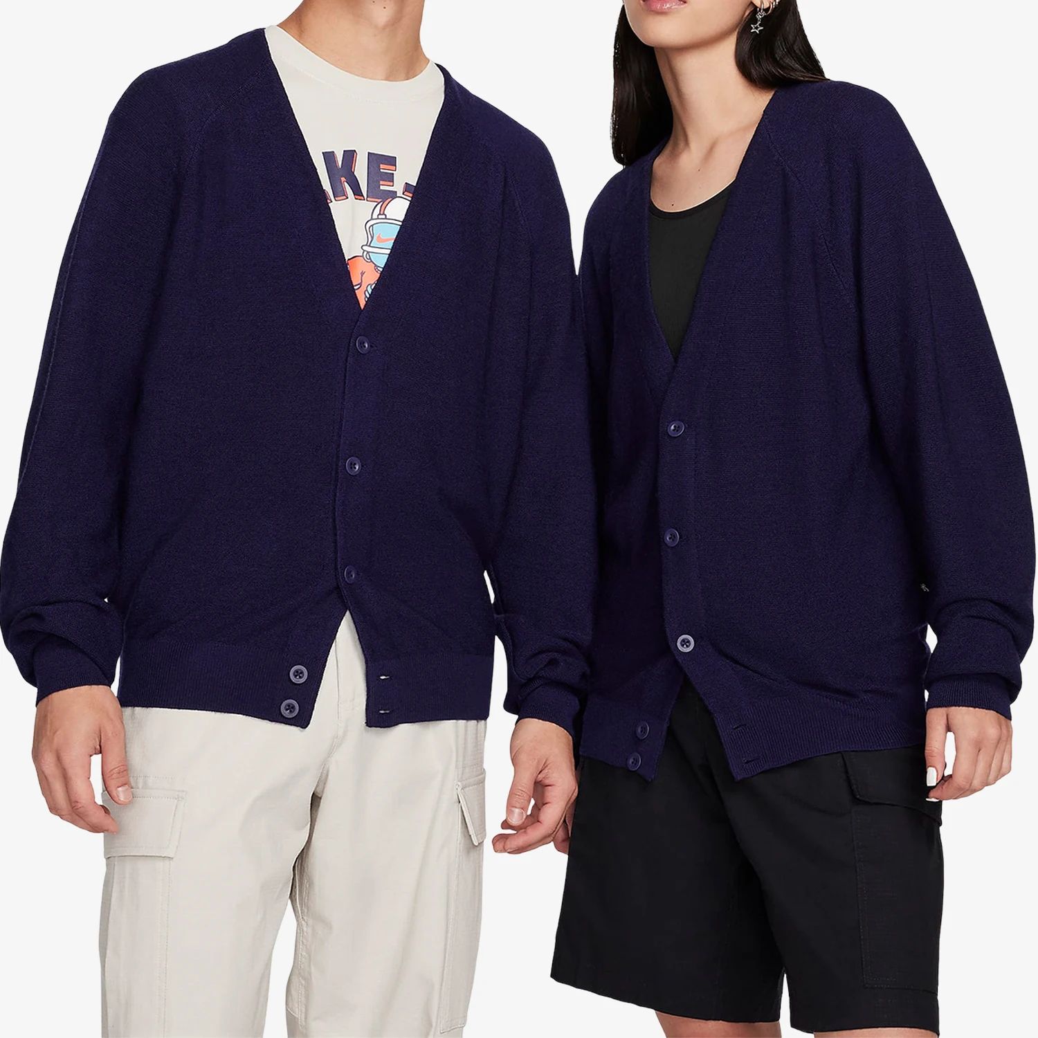 

Nike подлинный осенне-зимний мужской и женский свободный повседневный уличный вязаный кардиган с v-образным вырезом FQ0516-555