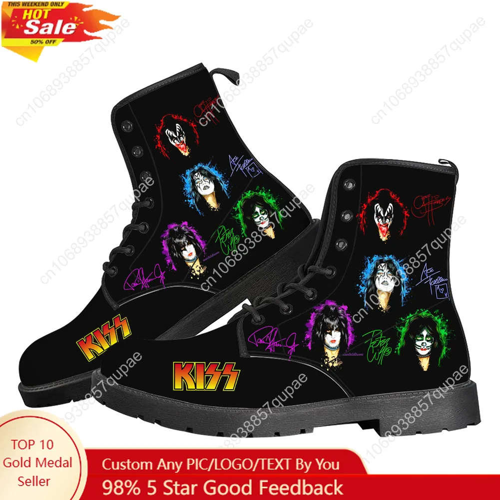 

Kiss Heavy Metal Rock Band Casual Boots Mens Womens Teenager Shoes Fashion 3D Boot Outdoor High Quality Customize Made Shoe